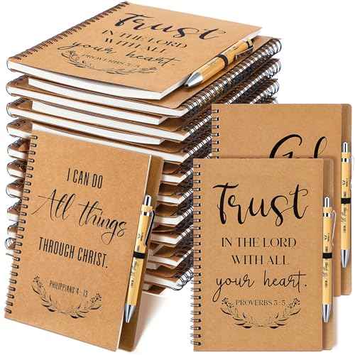40 Pcs Christian Gift Bulk Spiral Notebook Bible Pen Christmas Party Favor 5.5"x8.3" Journal Prayer Pen Religious Gifts for Staffs Coworkers Teachers Church Pastor Wife