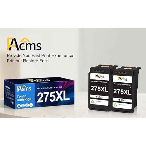 PG-275XL Black Ink Cartriage Replacement for Canon 275 PG-275 XL PG275 275XL Value Pack Ink Cartridge for PIXMA TS3500 TS3520 TS3522 TR4720 TR4722 TR4700 Printer High Capacity (2 Black)