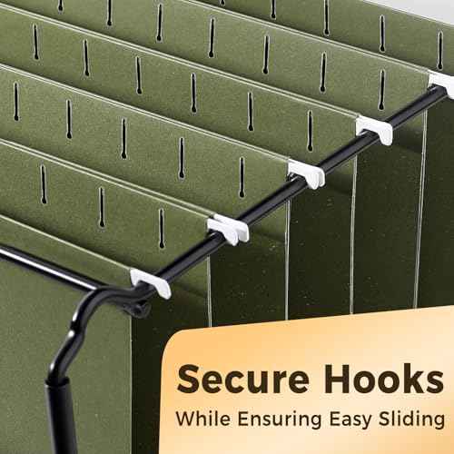 SUNEE Hanging File Folders, 75 Pack Reinforced Hang Folders Letter Size, Adjustable 1/5-Cut Tabs, Designed for Bulky Files, Filing Cabinet, Standard Green