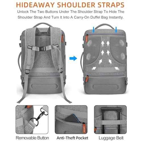 Travel Laptop Backpack,42L Carry on Luggage, Flight Approved Expandable Backpack,Business Anti Theft Weekender Bags for Women Men, Water Resistant Expandable Backpacks With 4 Packing Cubes