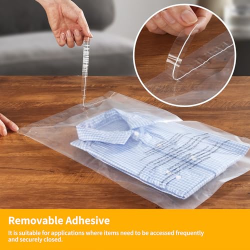 200 Pack 12x15 Clear Resealable Poly Bags with Safety Warning for Packaging