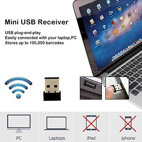 Wireless USB Barcode Scanner,Symcode Handheld Automatic CCD Barcode Scanner Reader 2.4GHz Wireless & USB2.0 Wired, Support Mac OS X, Android, Windows 10 and iOS 9
