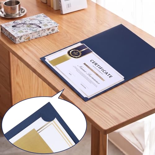 Prixzelkym 36-Pack Navy Certificate Holders 8.5x11 with Gold Foil Border, 250gsm