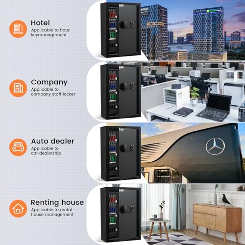 XDeer 172-Key Wall Mount Key Lock Box with Code & WiFi (172 Keys) – Backlit, Bluetooth App Control