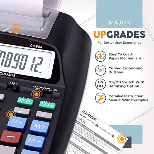 CATIGA New & Upgraded 2025 Printing Calculator Adding Machine 10 Key, Desktop Home Office Calculator with Paper Roll Print Out, Accounting Business Finance