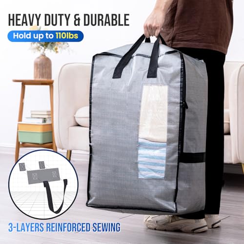 Gray Moving Bags 2 Pack with Adjustable Backpack Straps | Lightweight & Durable Storage