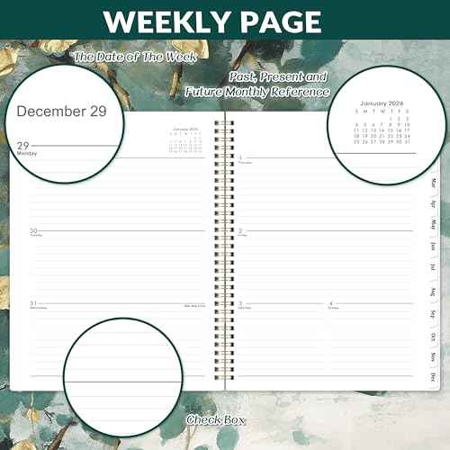 2026 Planner - Planner 2026 Weekly and Monthly, 9''x11'', Jan. 2026 - Dec. 2026, 2026 Weekly and Monthly Planner, Tabs, Pocket, Twin-wire Binding - Art Leaves