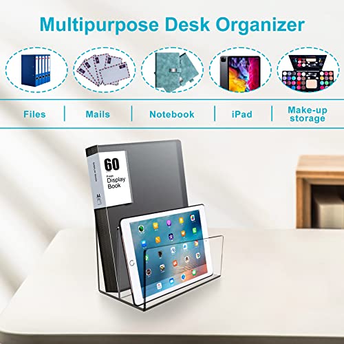 Boloyo Acrylic File Holder 2 Sections Clear Desktop Organizer Mail Letter Sorter