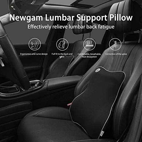 Lumbar Support Pillow,Pure Memory Foam Back Cushion Orthopedic Backrest with Breathable 3D Mesh for Car Seat,Office Chair,Computer Chair,Wheelchair and Recliner.Ergonomic Design (Grey Edge)