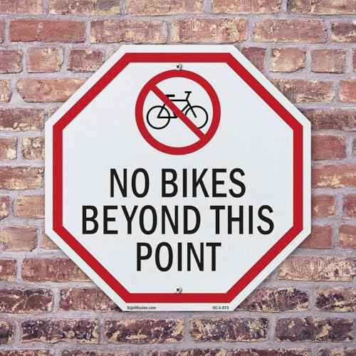 No Bikes Beyond This Point (5 Pack) 10 inch X 10 inch Octagon Rust Free Aluminum Metal Signs Weather Resistant, UV Protected for Workplace, Private Property, and Construction Site, Made in the USA
