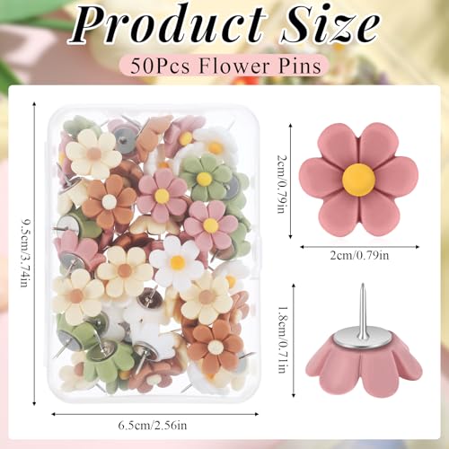 Dispowreath Flower Push Pins 50-pack Boho Small Flower Set