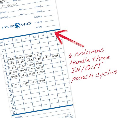 100 Pack Pyramid Time Systems Authentic Time Cards for 2500, 2600 Clocks