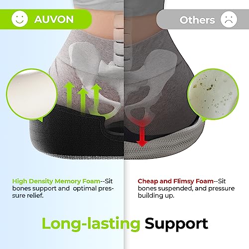 AUVON Black Donut Pillow for Hemorrhoids & Coccyx Pain Relief, Orthopedic Seat Cushion