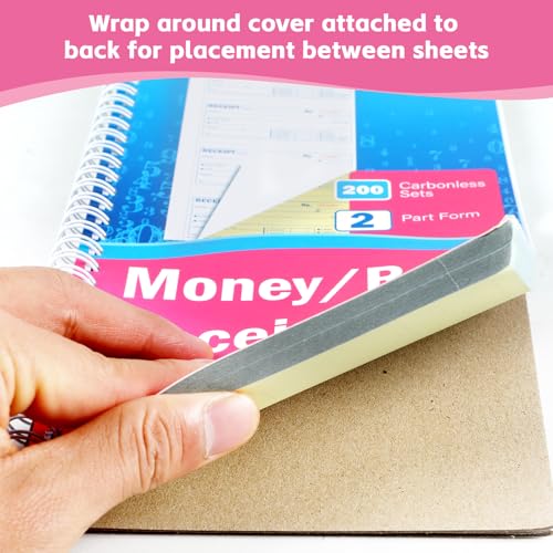 Rent Receipt Book 4-Pad Spiral Bound Carbonless 200 Sets Per Book 5-1/4 x 11 - Small Business Money & Rent Log