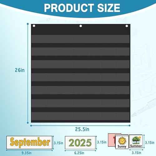 TOGETRUE Classroom Calendar Pocket Chart, Monthly Calendars and Weather Set with 82 Cards for Classroom, Homeschool Supplies for Kids Easy Learning (Black)