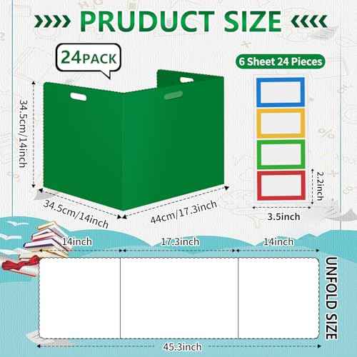 24 Pcs Desk Dividers for Students Classroom Plastic Privacy Folders Green Test Dividers for Students Desks Trifold Privacy Panel Partitions for School Teacher Supplies (24pcs Green)