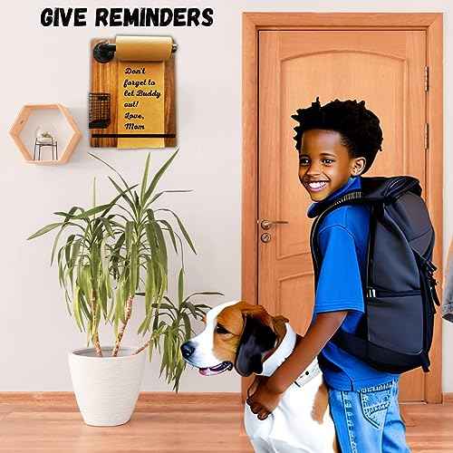 Kraft Paper Dispenser - Wall Mounted Paper Roll Dispenser - Decorative Message Boards for Wall - Hanging Notepad Holder - to Do List Board - Kitchen Decorations Rustic - Message Board