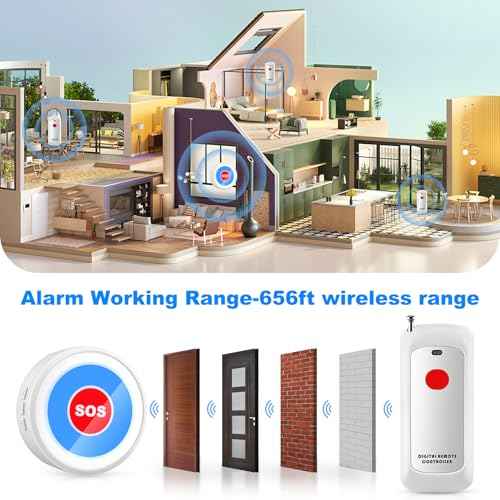 Caregiver Pager Life Alert Systems for Seniors No Monthly Fee Wi-Fi APP Control Elderly Alarm Call Button Panic Alarm for 1 Call Button 1 Watch Button 1 Receiver(Only Supports 2.4GHz Wi-Fi)