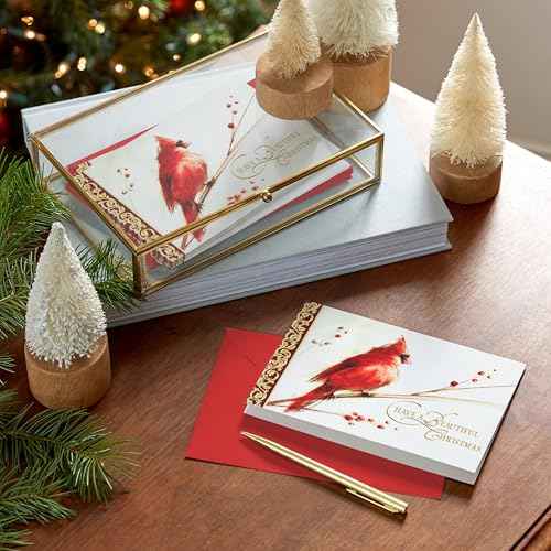Hallmark Boxed Christmas Cards, Painted Cardinal (40 Cards and 40 Envelopes) Beautiful Christmas