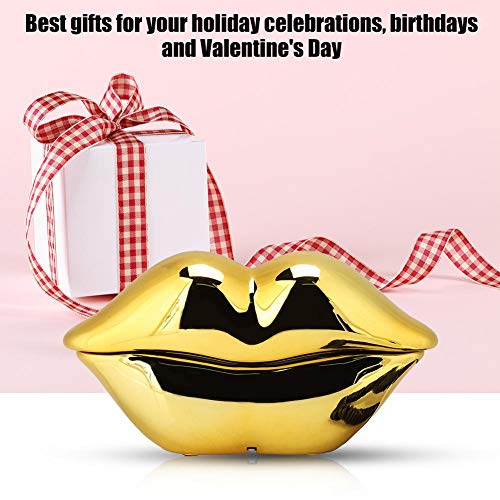 Gold Lips Telephone for Novelty Interesting Gift, Sexy Mouth Lip Corded Landline Phone Desk Phone Home Furniture Decoration Set