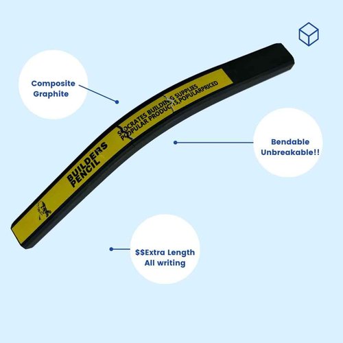 SOCRATES BUILDING SUPPLIES SBS 12 Pieces Builder Pencil Flexible Bendable Pencil for Carpenter, builders, Heavy Duty Composite Graphite, Engineered for the Job Site