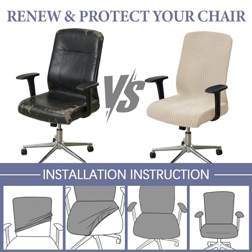 GOSTADY Beige A- Stretch Office Chair Cover Slipcover for Desk Chairs