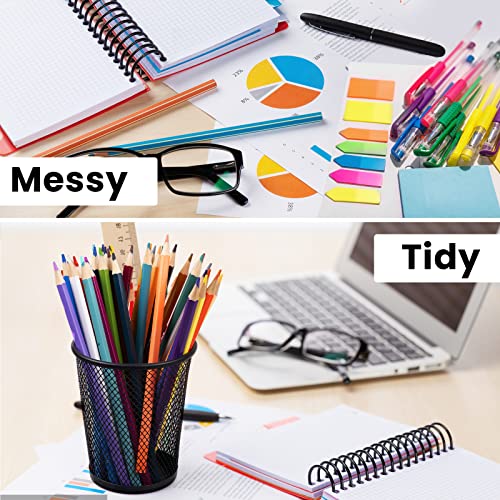 QYH Mesh Pencil Holder for Desk 6 Pack - Black Metal Cone Design