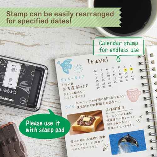 Calendar Stamp, Shachihata GRJ-5ACE, Connected Numbers, Perpetual Calendar, English