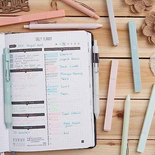 BLIEVE - Aesthetic Highlighters and Gel Pens With Soft Ink And Tip, Bible Highlighters and Pens No Bleed, Dry Fast Easy to Hold, for Bible Journaling Planner School Supplies (Pastel)