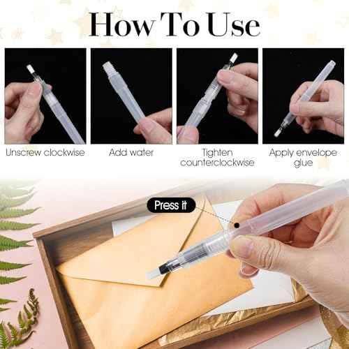 Xindojuz 6 PCS Pencil Style Envelope Sealer Moistener, Stamp Moisteners with Nylon Brush Head, Envelope Licker Tool Mailing Moistener Wetter Roller for Office Classroom (Clear)