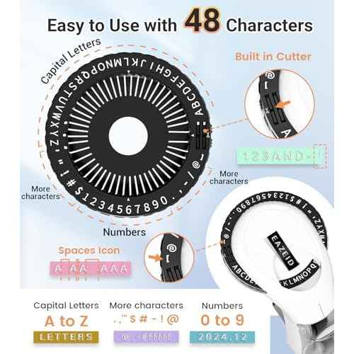 Embossing Label Maker Machine with Tapes, Vintage Embossed Label Maker Manual, Retro 3D Black Emboss Labeler with 10 Rolls 9mm Macaroon Embossing Label Tapes for Home Scrapbooking Supplies, DIY Craft