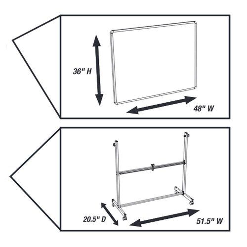 Mobile Magnetic Whiteboard 48"W x 36"H Silver Frame