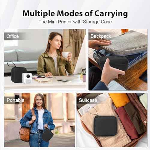Print Pods Mini Sticker Printer Thermal Inkless Printer for iOS&Android with Hard Protection Storage Case,Bluetooth Label Maker with 11 Rolls Thermal Paper£¦Sticker for Photo Receipt DIY