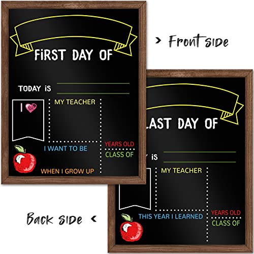 First & Last Day of School Sign Board for Kids - 11x14 Inch Reusable Chalkboard for Preschool & Kindergarten