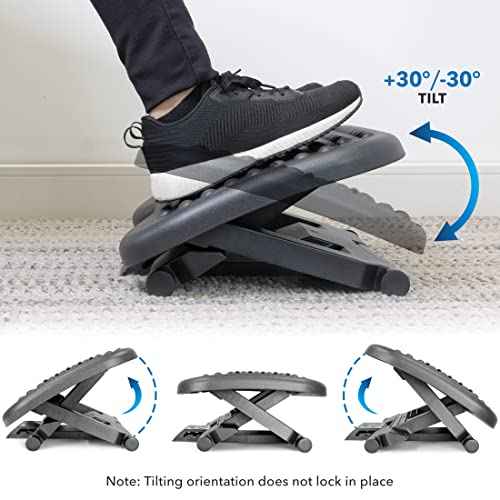 Mount-It! Ergonomic Under Desk Footrest | Massaging Foot Support for Foot Comfort | Office Tilting Footrest with 3-Level Height Adjustment Against Swelling