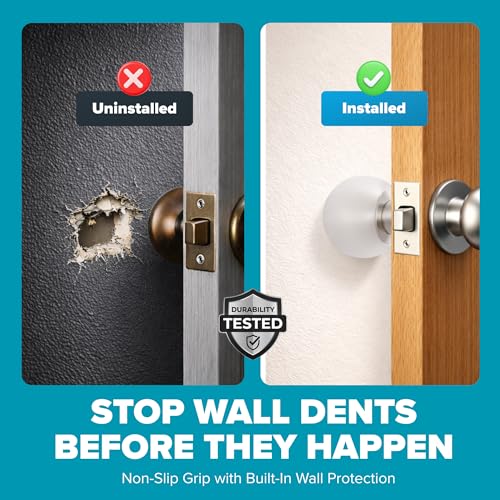 STRONGEST HOME Silicone Door Knob Cover & Wall Protector, Clear, 2 Pack (2 Covers)