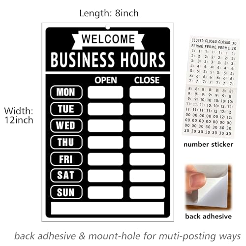 Open Closed Signs Business Hours Sign Set for Window Door Open Signs for Business Hour Closed Open Flip Sign Store Resturant Bar Black