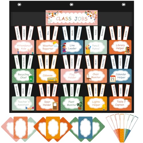 Classroom Job Pocket Chart with 69 Cards - Teacher Teaching Supplies