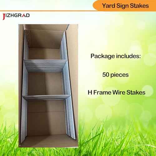 50 Pack H Frame Wire Stakes,7 x 16.5 inch Heavy Duty Metal,9ga Metal Yard Sign Step-Stakes for 4mm or 5mm Corrugated Yard and Lawn Sign.