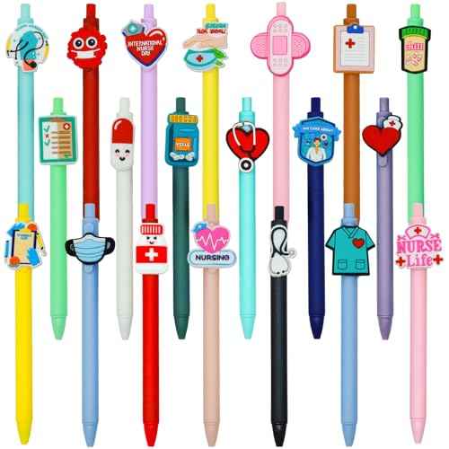 20 Pcs Cute Nurse Pens, Funny Nursing Accessories Gel Pen Black Ink Set for Medical Assistant Student Essentials Nurse Week Gifts Appreciation Gift Work Aesthetic