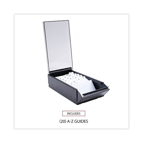 Universal Business Card File, Holds 600 2 X 3.5 Cards, 4.25 X 8.25 X 2.5, Metal/Plastic, Black
