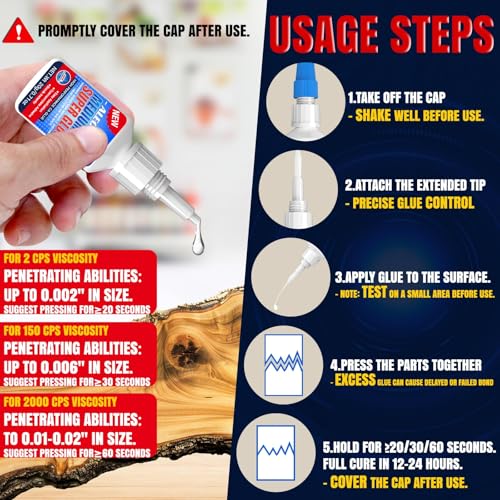 Alecpea 60g CA Glue Kit - Thin 2cP, Medium 150cP & Thick 2000cP (Clear) 3-Pack