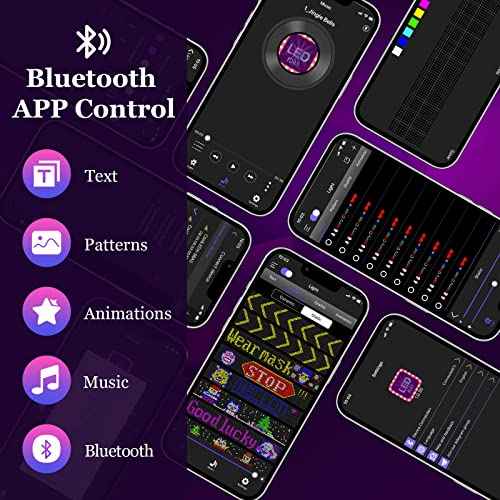 GOTUS LED Car Sign,Programmable Scrolling LED Sign,Bluetooth APP,DIY Design Animations,Text, Graffiti,Colour (15''x4'')