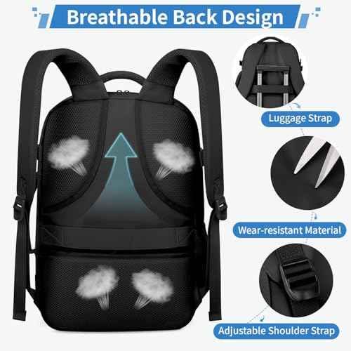 ZOMFELT Travel Backpack for Women Men, Carry on Backpack, TSA 15.6 inch Laptop Backpack Flight Approved, Personal Item Travel Bag Nurse Bag Casual Daypack for Weekender Business Trip, Black