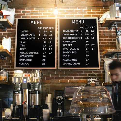 Large Letter Board ? Premium Menu Board with Letters ? Black Felt Letterboard Large with White Plastic Letters ? Durable Retro Vintage Felt Letter Board for Restaurants, Caf?s, Pubs ? 24 x 30-inch