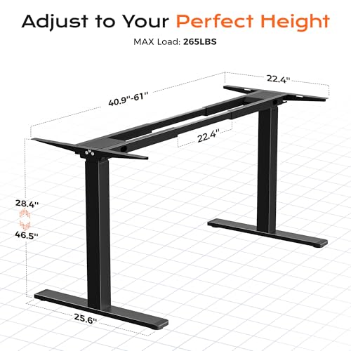 Huuger Black Dual Motor Electric Standing Desk Frame with Cable Tray & 3 Memory Presets