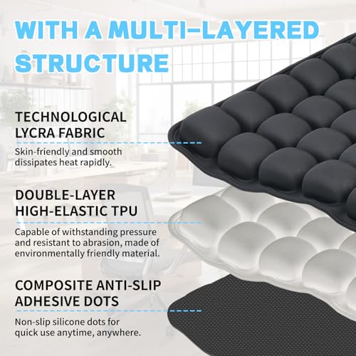 Vewxebo Sondor Travel Airplane Seat Cushion - Black, Inflatable Back Support