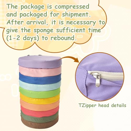 Round Flexible Floor Cushion with Handle, 600D Waterproof Oxford Fabric Floor Seating for Home, Daycare, Preschool, Classroom and Meditation (10)