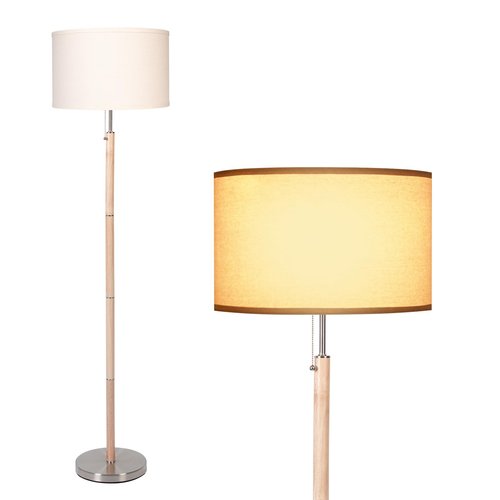HonoDing Floor Lamp, Drum Shade Tall Lamp with Log Wood Color Finish, Great Living Room Décor, Mid-Century Lamp for Living Rooms & Offices, Mid Century Modern Lamps for Bedroom (Log Wood Color)