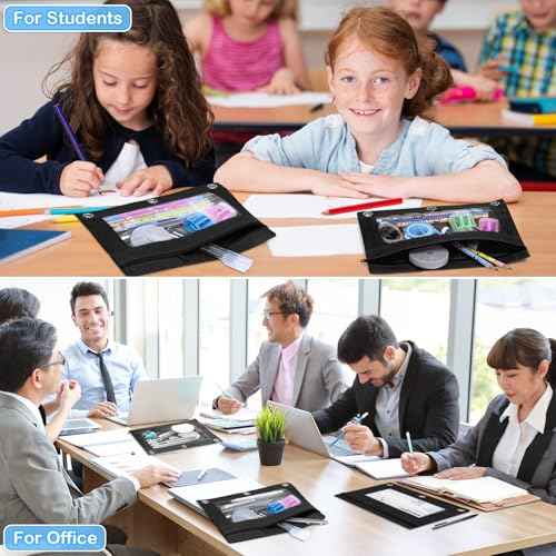 SpringFlower 36 Pack Black Pencil Pouch, Pencil Pouch for 3 Ring Binder For School and Office Supplies with Clear Window With Smooth Zipper Bulk